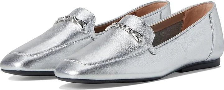 Naturalizer Cecilia Loafers Women's Flat Shoes Silver Leather : 10 M (B)