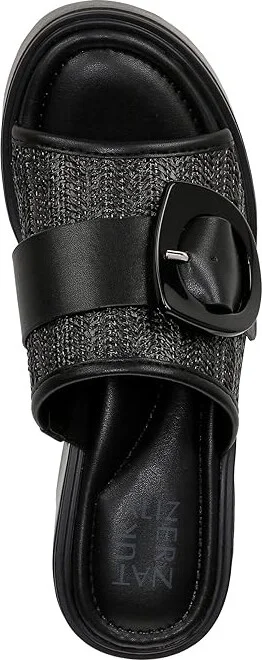 Naturalizer Clara2 Slides Women's Sandals Black Straw : 7.5 M (B), Leather/Suede - Image 2