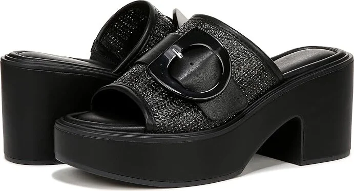 Naturalizer Clara2 Slides Women's Sandals Black Straw : 7.5 M (B), Leather/Suede - Image 5