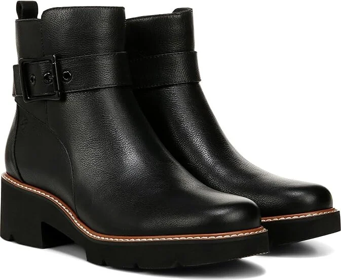 Naturalizer Darry Strap Bootie - Water Repellent Women's Boots Black Leather : 11 M (B), Leather/Suede
