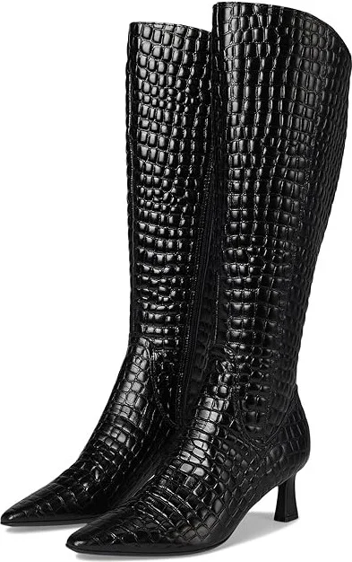 Naturalizer Deesha - Wide Calf Boot Women's Shoes Black Leather : 12 M (B)