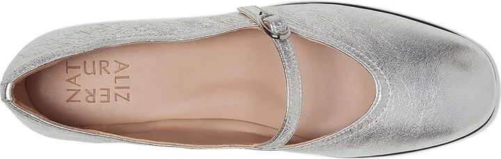 Naturalizer Elina Mary Janes Women's Flat Shoes Silver Leather : 9.5 M (B) - Image 2