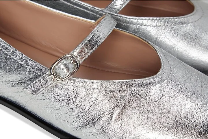 Naturalizer Elina Mary Janes Women's Flat Shoes Silver Leather : 9.5 M (B) - Image 7