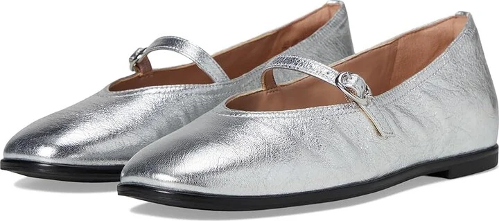 Naturalizer Elina Mary Janes Women's Flat Shoes Silver Leather : 9.5 M (B)