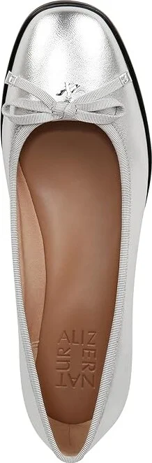 Naturalizer Essential Women's Flat Shoes Silver Leather : 8 W (C), Leather/Suede/Textile - Image 2