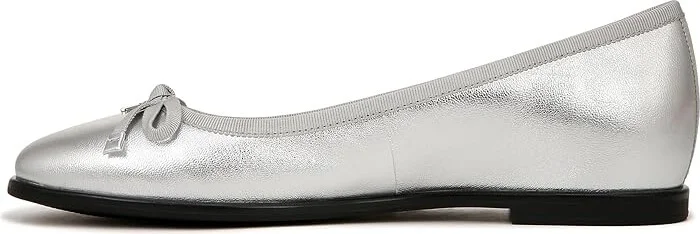 Naturalizer Essential Women's Flat Shoes Silver Leather : 8 W (C), Leather/Suede/Textile - Image 6