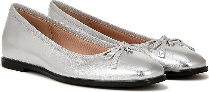 Naturalizer Essential Women's Flat Shoes Silver Leather : 8 W (C), Leather/Suede/Textile
