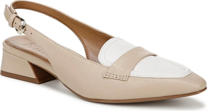 Naturalizer Garner Snip Toe Dress Slingbacks - Coastal Tan/White Faux Leather