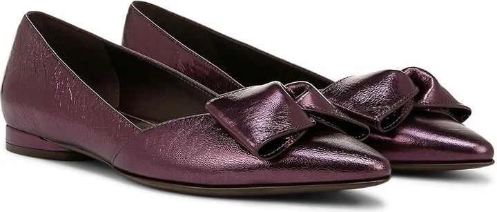Naturalizer Havana Bow Women's Flat Shoes Deep Plum Purple Leather : 7.5 M (B)