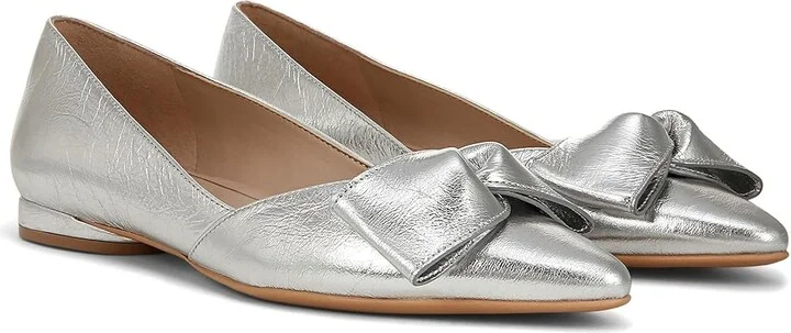Naturalizer Havana Bow Women's Flat Shoes Silver Leather : 8 M (B)