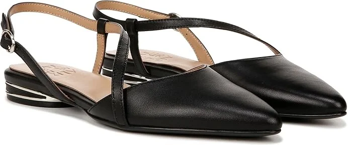 Naturalizer Hawaii Pointed Toe Slingback Flats Women's Sandals Black Leather : 7.5 M (B)