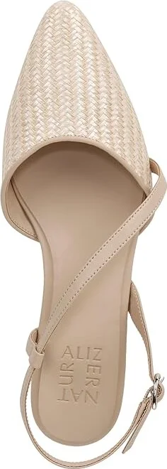 Naturalizer Hawaii Pointed Toe Slingback Flats Women's Sandals Opal Natural/Tan Fabric : 6.5 M (B), Leather - Image 2
