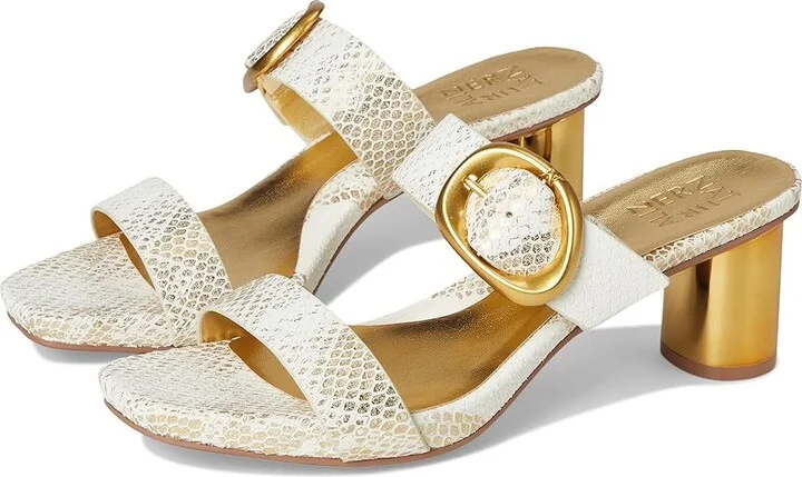 Naturalizer Ida Women's Wedge Shoes White Gold Snake Print Leather : 6 W (C)