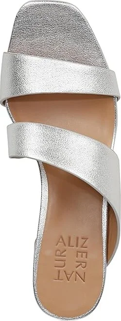 Naturalizer Inez Slides Women's Sandals Silver Faux Leather : 6 W (C), Leather/Rubber - Image 2