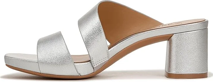 Naturalizer Inez Slides Women's Sandals Silver Faux Leather : 6 W (C), Leather/Rubber - Image 4
