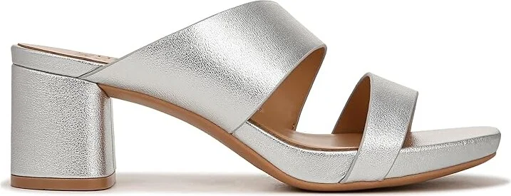 Naturalizer Inez Slides Women's Sandals Silver Faux Leather : 6 W (C), Leather/Rubber - Image 6