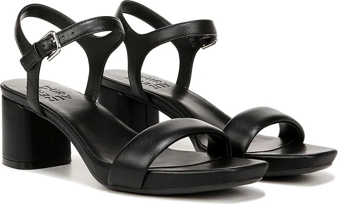 Naturalizer Izzy Ankle Straps Women's Sandals Black Leather : 9 W (C)