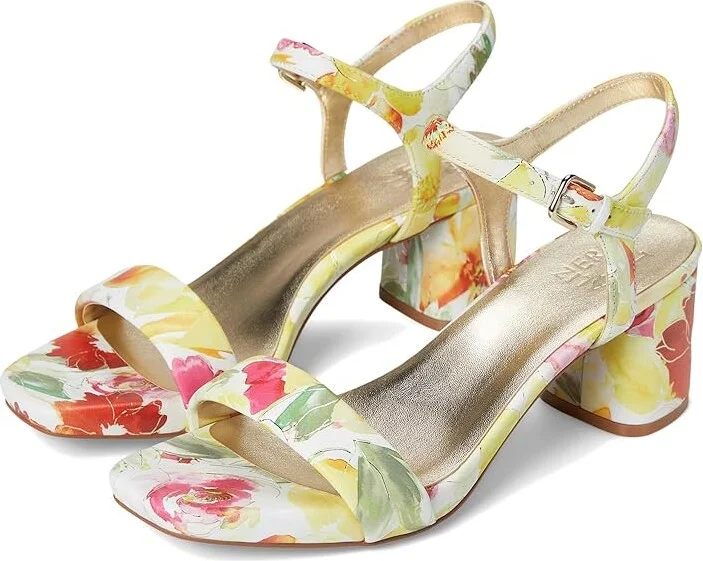 Naturalizer Izzy Women's Sandals Sunlight Yellow Floral Leather : 7 M (B)