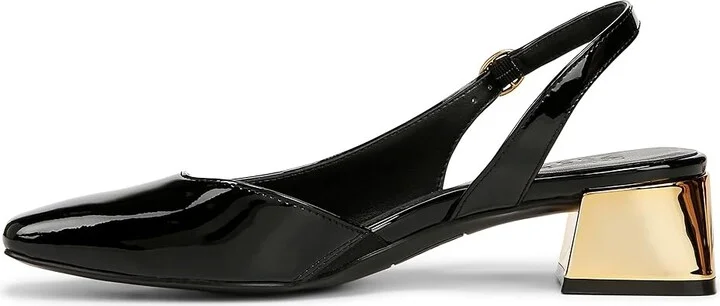 Naturalizer Jayla Low Heel Slingback Dress Shoes Women's Sandals Black Faux Leather : 6 M (B) - Image 6