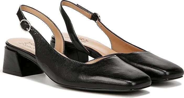 Naturalizer Jayla Low Heel Slingback Dress Shoes Women's Sandals Black Leather : 7 M (B)