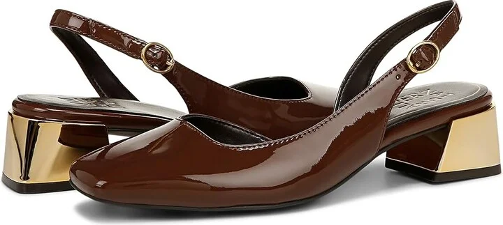 Naturalizer Jayla Low Heel Slingback Dress Shoes Women's Sandals Cappuccino Brown Faux Leather : 8.5 W (C) - Image 5