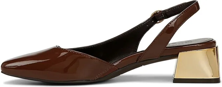 Naturalizer Jayla Low Heel Slingback Dress Shoes Women's Sandals Cappuccino Brown Faux Leather : 8.5 W (C) - Image 6
