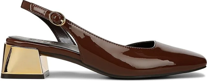 Naturalizer Jayla Low Heel Slingback Dress Shoes Women's Sandals Cappuccino Brown Faux Leather : 8.5 W (C) - Image 7