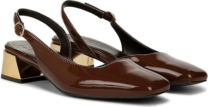 Naturalizer Jayla Low Heel Slingback Dress Shoes Women's Sandals Cappuccino Brown Faux Leather : 8.5 W (C)