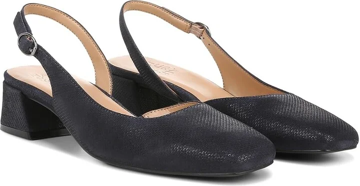 Naturalizer Jayla Low Heel Slingback Dress Shoes Women's Sandals Istmo Navy Leather : 9.5 M (B)