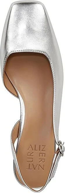 Naturalizer Jayla Low Heel Slingback Dress Shoes Women's Sandals Silver Leather : 5 M (B) - Image 2