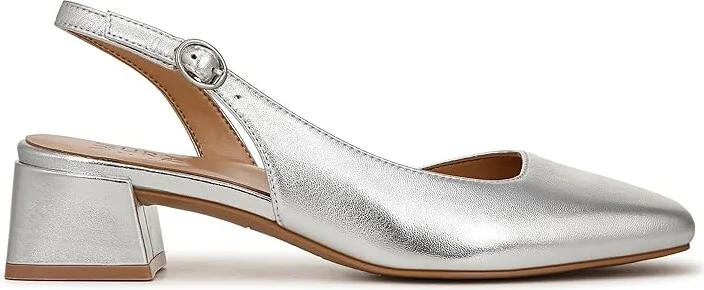 Naturalizer Jayla Low Heel Slingback Dress Shoes Women's Sandals Silver Leather : 5 M (B) - Image 7