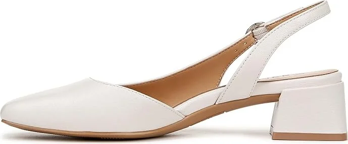 Naturalizer Jayla Low Heel Slingback Dress Shoes Women's Sandals Warm White : 7.5 W (C), Leather - Image 6