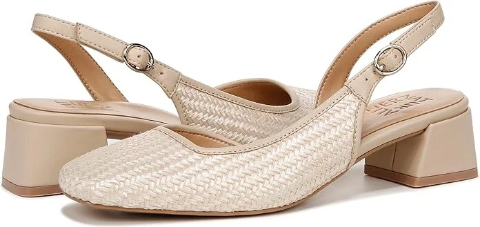 Naturalizer Jayla2 Slingbacks Women's Sandals Beige Woven Fabric : 9 W (C), Leather