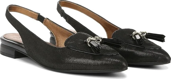 Naturalizer Juliana Slingbacks Women's Maryjane Shoes Black Metallic Leather : 6 W (C)