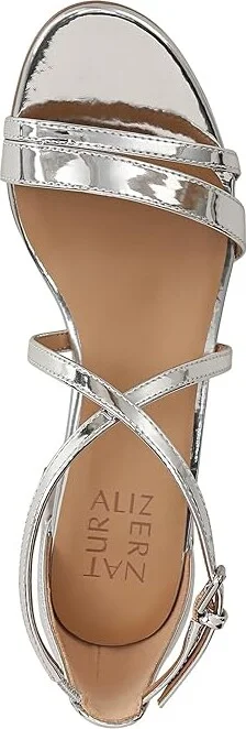 Naturalizer June Strappy Low Block Heel Dress Sandal Women's Sandals Silver Faux Leather : 8.5 M (B) - Image 2