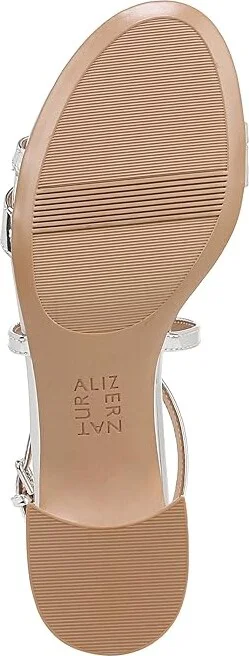 Naturalizer June Strappy Low Block Heel Dress Sandal Women's Sandals Silver Faux Leather : 8.5 M (B) - Image 3