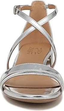 Naturalizer June Strappy Low Block Heel Dress Sandal Women's Sandals Silver Faux Leather : 8.5 M (B) - Image 5