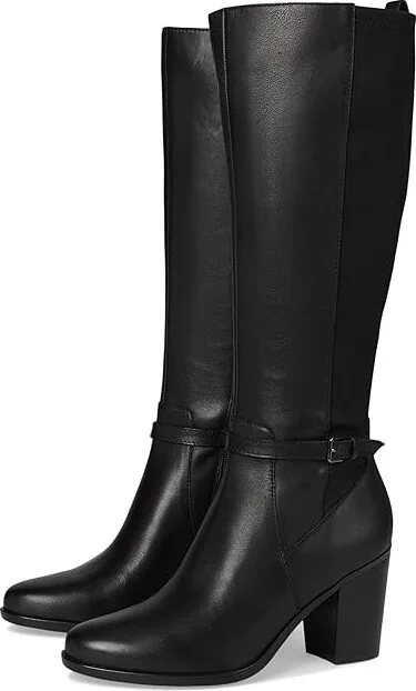 Naturalizer Kalina-Stretch Boots Women's Boots Black Leather and Fabric : 7.5 M (B), Leather/Textile