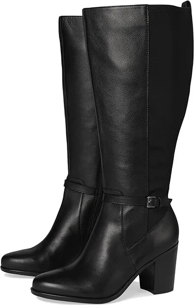 Naturalizer Kalina-Stretch Extra Wide Calf Boots Women's Boots Black Leather and Fabric : 8 W (C), Leather/Textile
