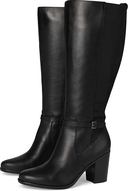 Naturalizer Kalina-Stretch Wide Calf Boots Women's Boots Black Leather and Fabric : 12 M (B)