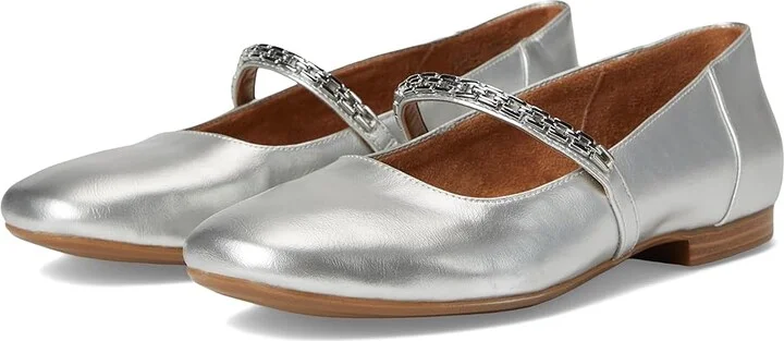 Naturalizer Kelly Chain Women's Shoes Silver Faux Leather : 6 M (B)