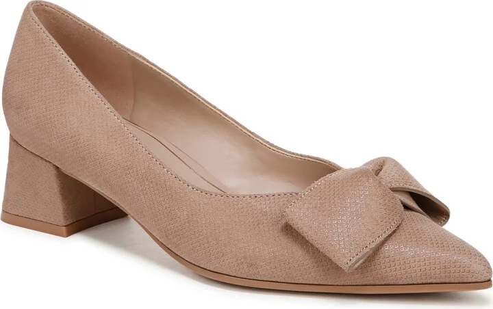 Naturalizer Mavis Mid-Heel Pumps - Taupe/Metallic Suede