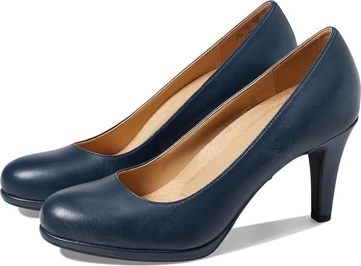Naturalizer Michelle High Women's Heels Classic Navy Leather : 7.5 W (C)