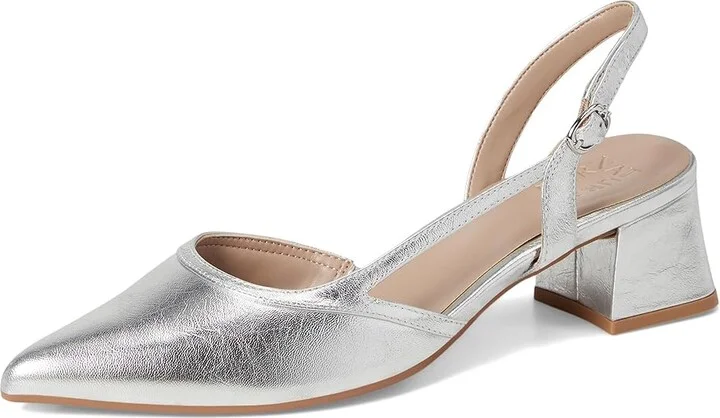 Naturalizer Mila Dress Shoes Women's 1-2 inch heel Shoes Silver Leather : 6.5 M (B), Suede - Image 5
