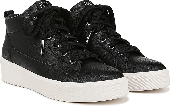 Naturalizer Morrison Mid High-Top Fashion Casual Sneakers Women's Shoes Black Leather : 7 M (B)