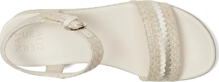 Naturalizer Neila2 Women's Wedge Shoes Eggshell Beige Raffia : 6.5 M (B), Leather - Image 2