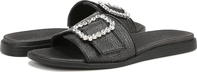 Naturalizer Olivia Slides Women's Sandals Black Straw Fabric : 5.5 M (B)