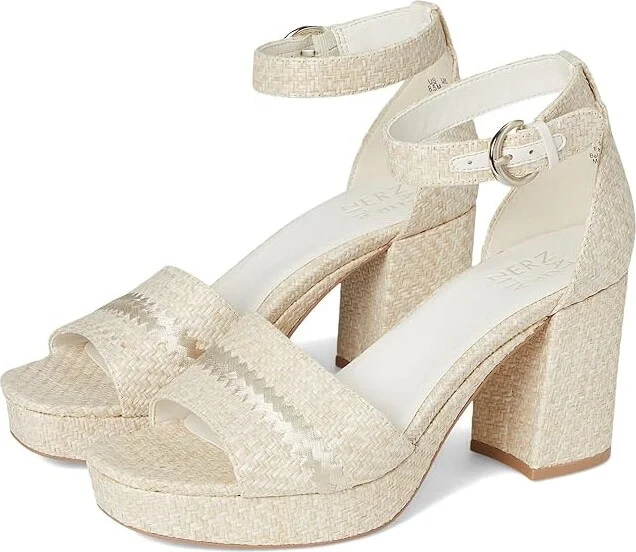 Naturalizer Pearlyn4 Women's Wedge Shoes Eggshell Beige Raffia : 11 W (C), Synthetic/Textile