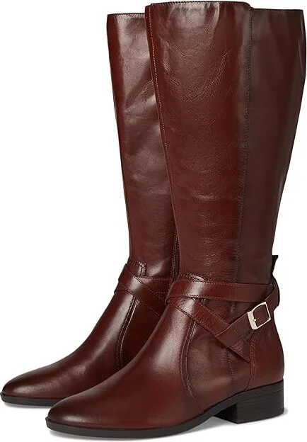 Naturalizer Rena2 Extra Wide Calf Boots Women's Boots Deep Saddle Brown Leather : 10 W (C), Leather/Textile