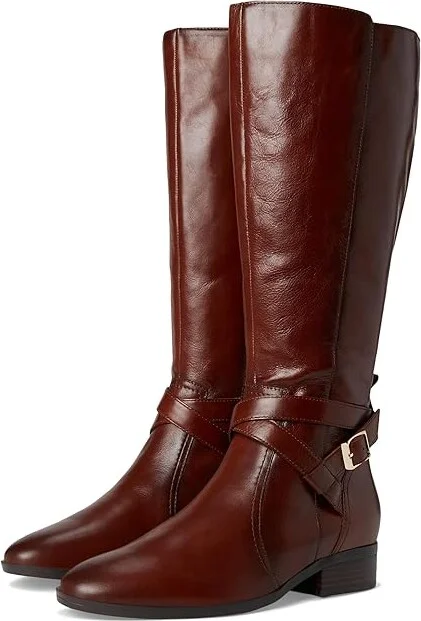 Naturalizer Rena2 Wide Calf Boots Women's Boots Deep Saddle Brown Leather : 11 WW (E)
